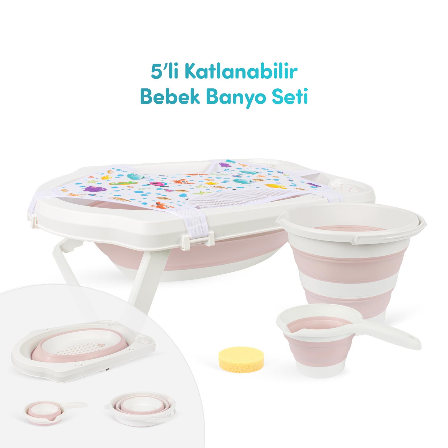 363-2-1 Foldable Baby Bathtub Set -- 5 pcs. - Image 1